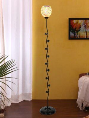 Ambika Home Zenith Manor Multi Shade Premium Iron Floor Lamp with Iron Base & Powder Coated Finish | E27 Holder Included Bulb